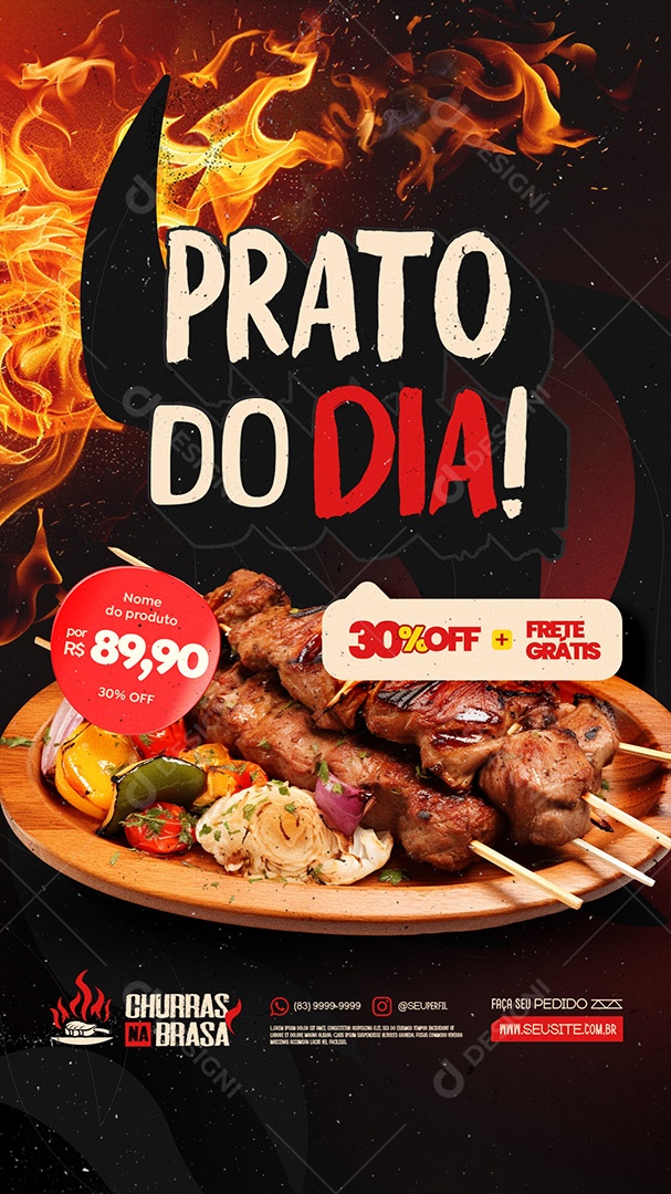 Story Churrascaria Prato do Dia Social Media PSD Editável