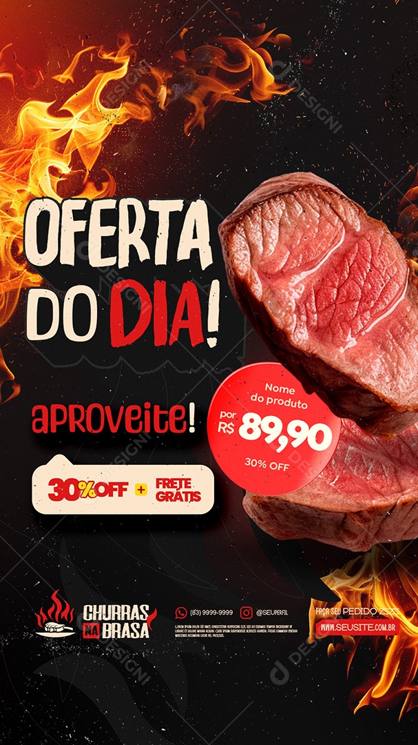 Story Churrascaria Oferta do Dia Social Media PSD Editável