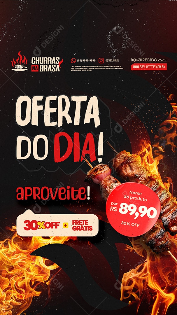 Story Churrascaria Oferta do Dia Social Media PSD Editável