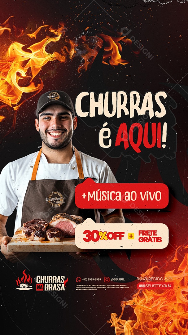 Story Churrascaria Churras é Aqui Social Media PSD Editável