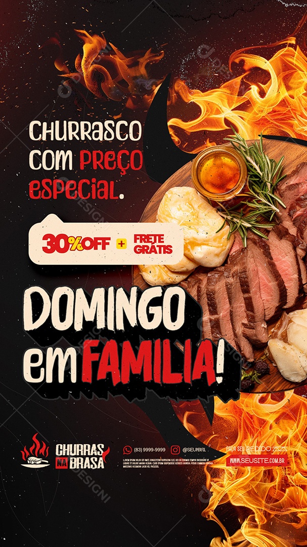 Story Churrascaria Preço Especial Social Media PSD Editável
