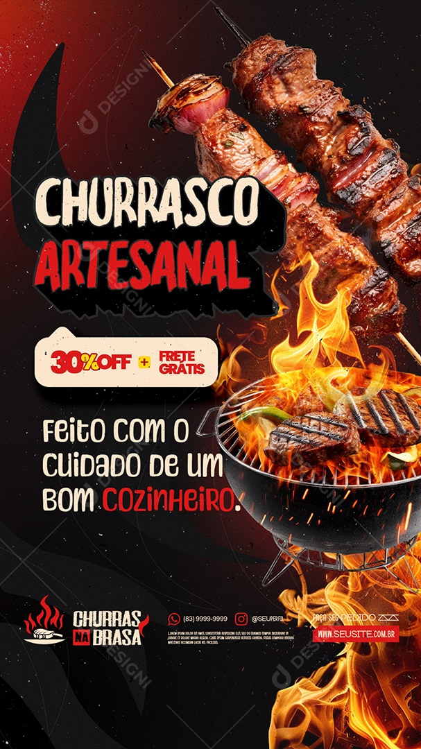 Story Churrasco Artesanal Churrascaria Social Media PSD Editável