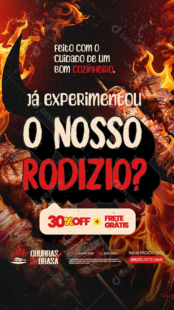 Story Churrascaria o Nosso Rodizio Social Media PSD Editável