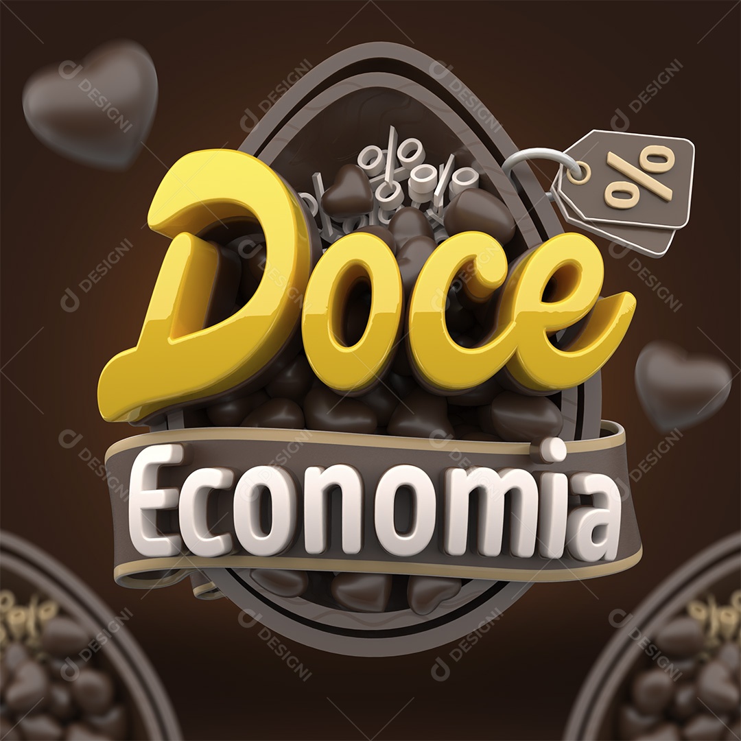 Doce Economia Selo 3D para Composição PSD