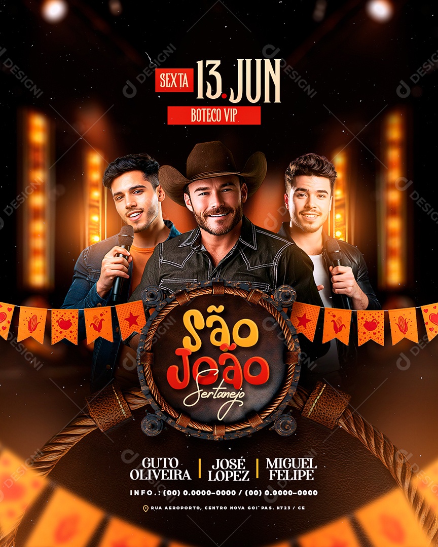 Flyer São João Sertanejo Social Media PSD Editável