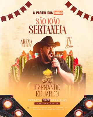 Flyer São João Sertaneja Social Media PSD Editável