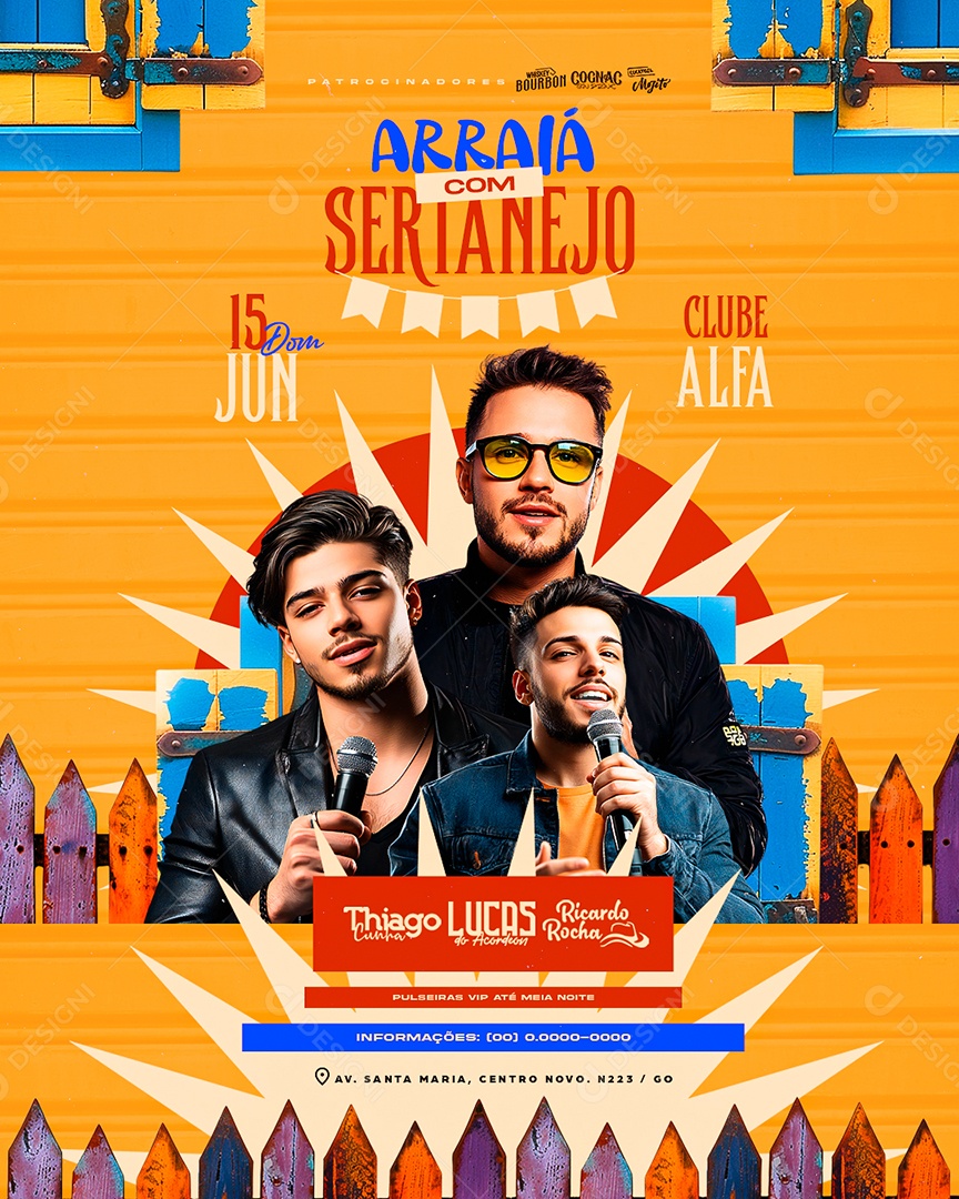 Flyer Arraiá com Sertanejo Social Media PSD Editável