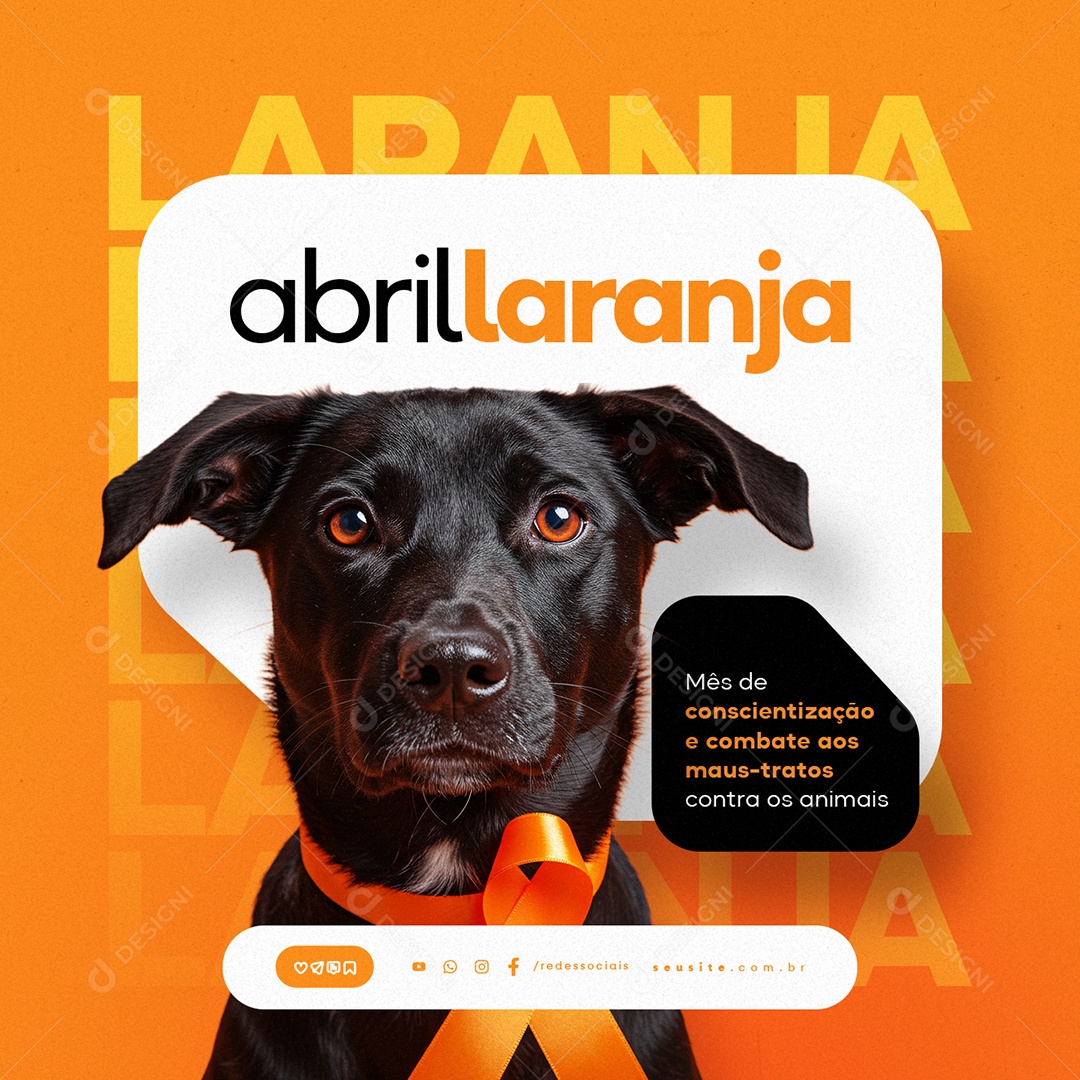 Abril Laranja Mês de Conscientização e Combate aos Maus Tratos Social Media PSD Editável