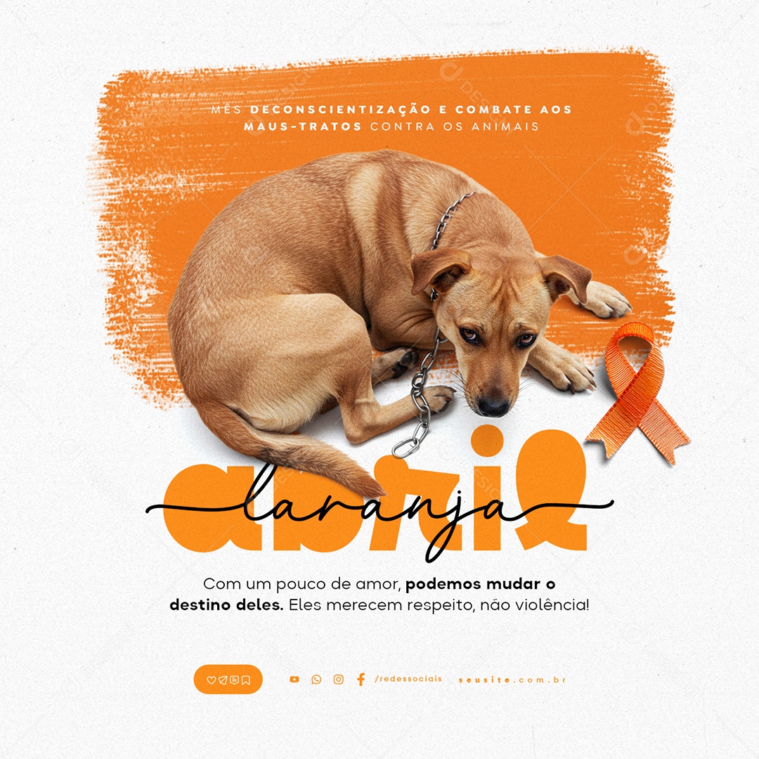 Abril Laranja Mês Deconscientização e Combate aos Maus Tratos Social Media PSD Editável