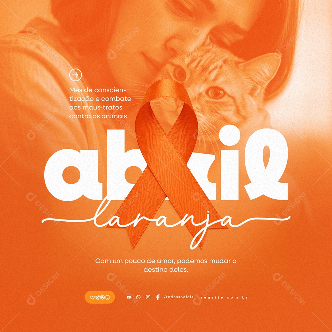 Abril Laranja Com um Pouco de Amor Social Media PSD Editável