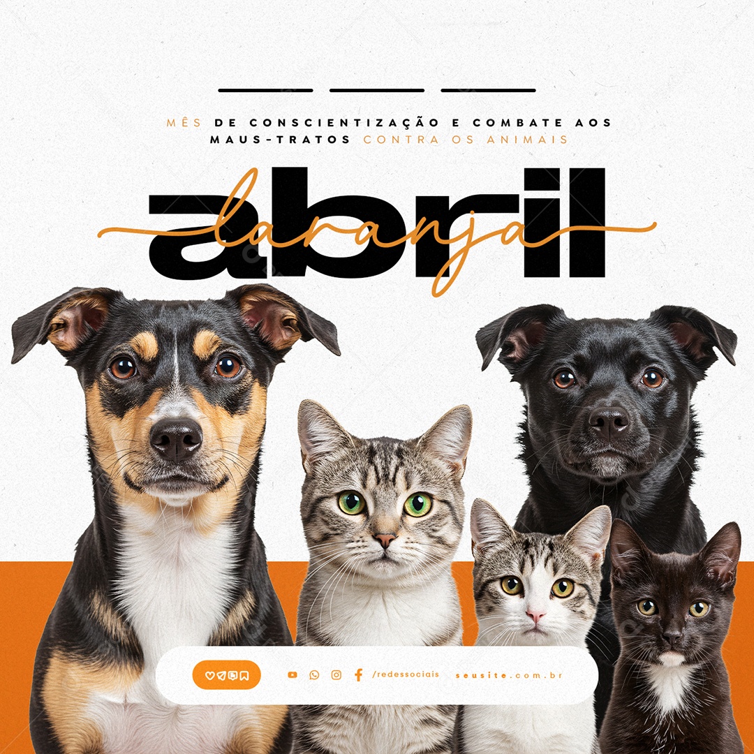 Abril Laranja Mês de Conscientização e Combate aos Maus Tratos Social Media PSD Editável
