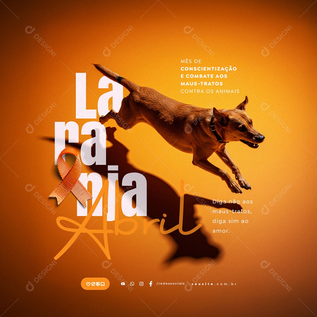 Abril Laranja Diga Não aos Maus Tratos Social Media PSD Editável