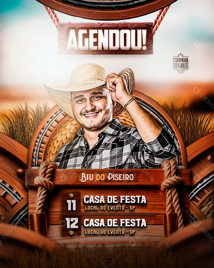 Flyer Agenda De Show Biu do Piseiro Social Media PSD Editável