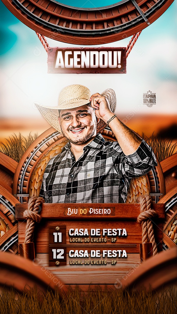 Flyer Agenda De Show Biu do Piseiro Social Media PSD Editável