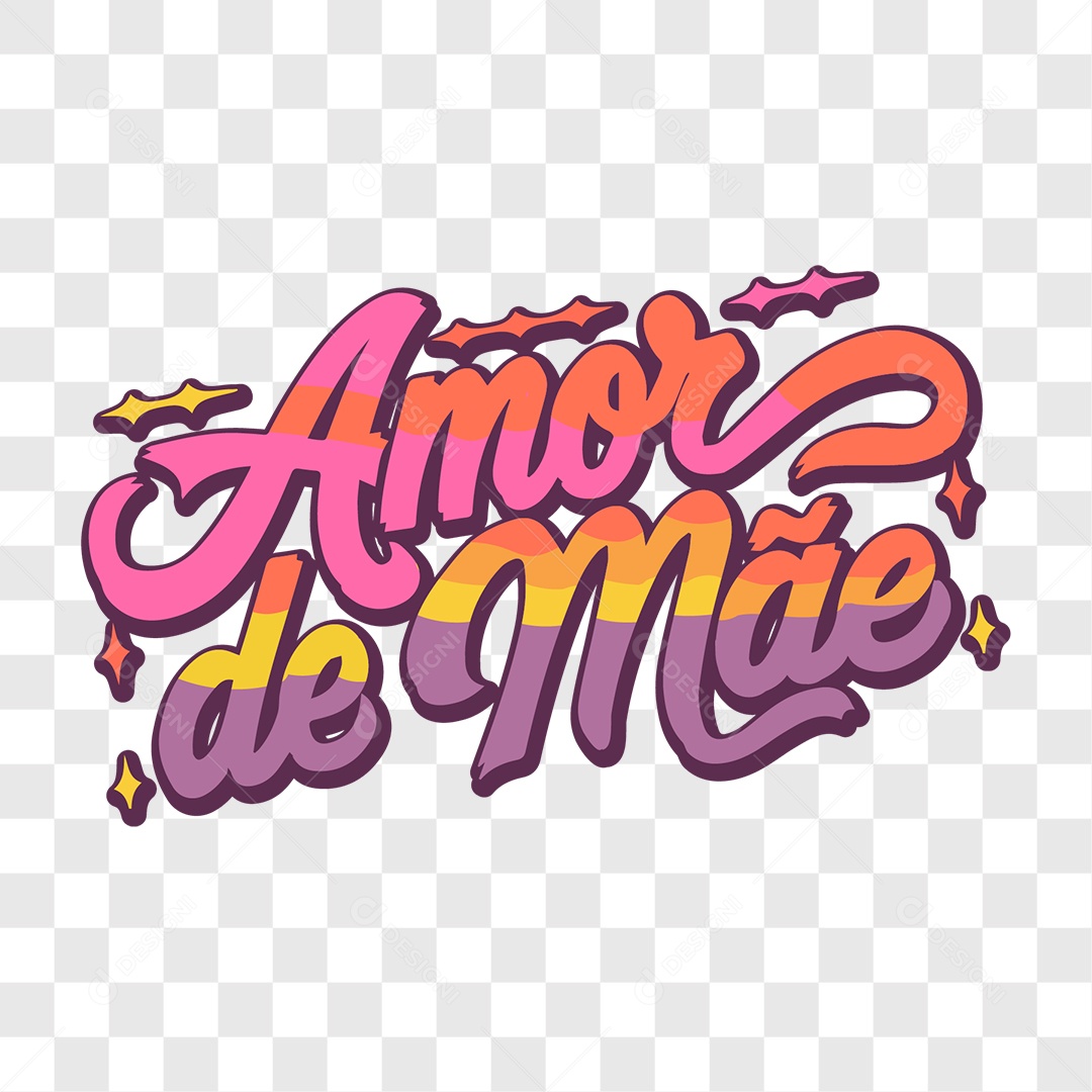 Lettering Dia das Mães Amor de Mãe EPS + PNG