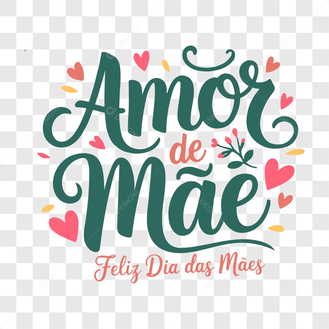 Lettering Feliz Dia das Mães Amor de Mãe EPS + PNG