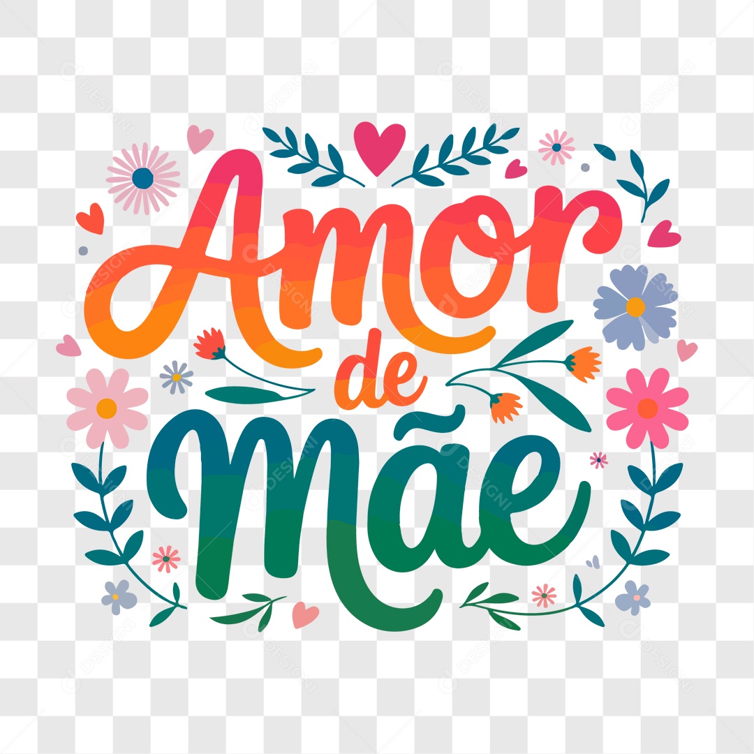 Lettering Dia das Mães Amor de Mãe EPS + PNG