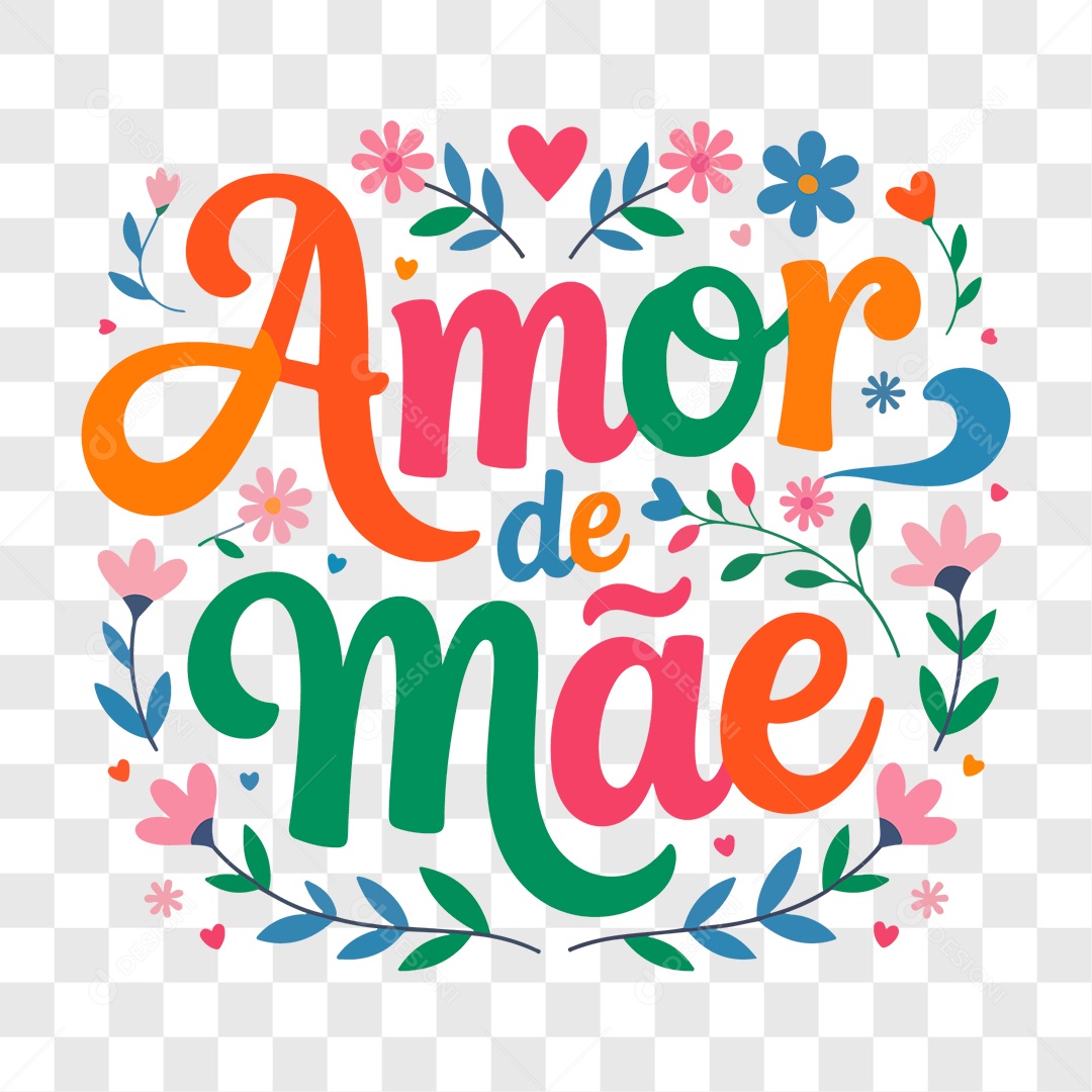 Lettering Dia das Mães Amor de Mãe EPS + PNG