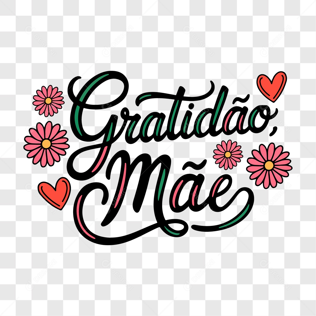 Lettering Dia das Mães Gratidão Mãe EPS + PNG