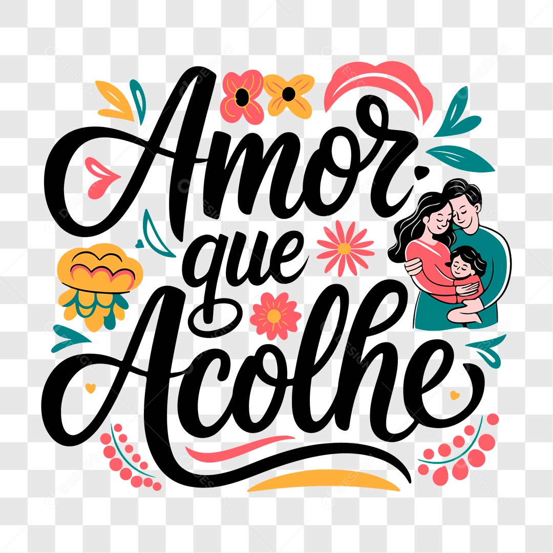 Lettering Dia das Mães Amor Que Acolhe EPS + PNG