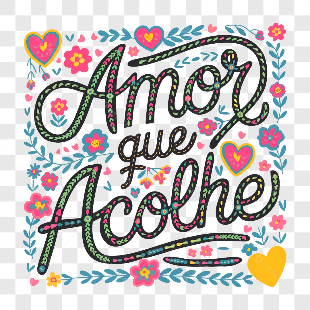 Lettering Dia das Mães Amor Que Acolhe EPS + PNG