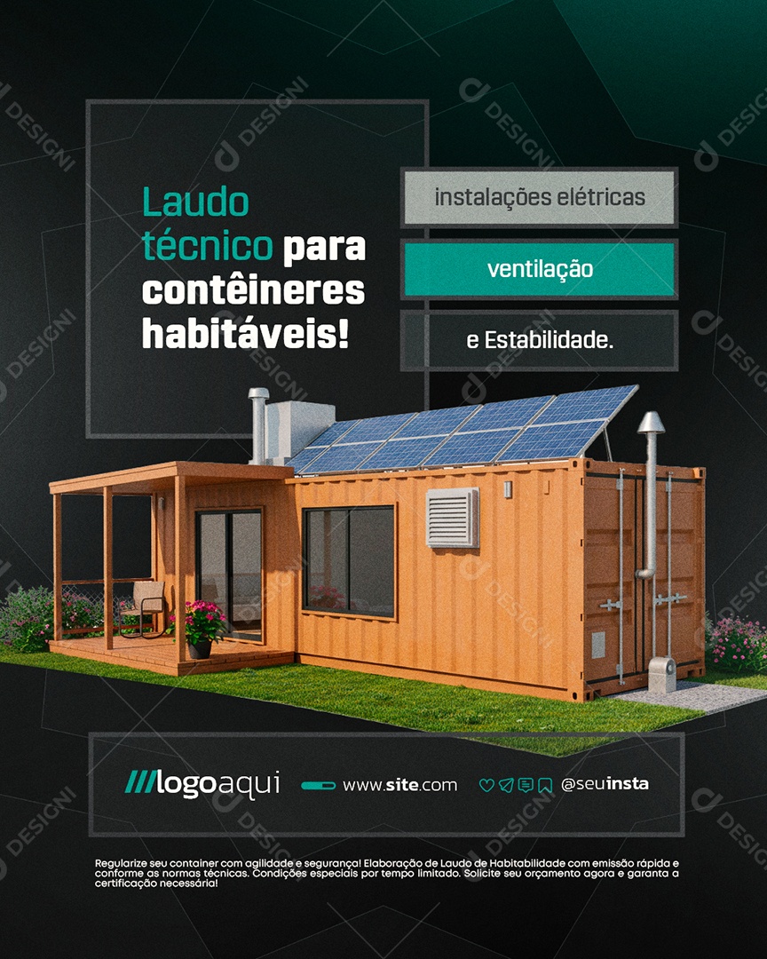 Laudo de Containers Laudo Técnico Social Media PSD Editável