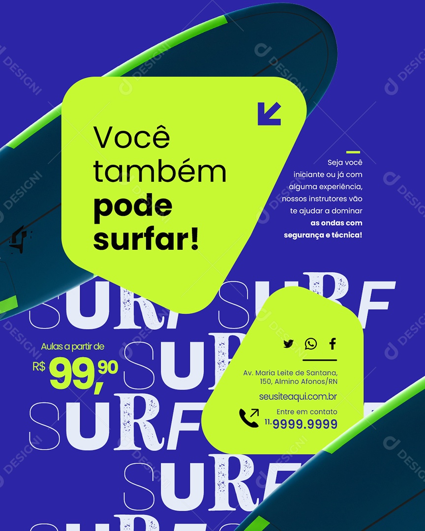 Surfe Você Também Pode Surfar Social Media PSD Editável
