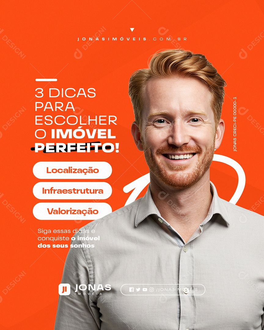 Corretor de Imóveis Três Dicas para Escolher O Imóvel Perfeito Social Media PSD Editável
