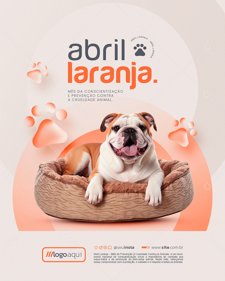 Abril Laranja Mês da Conscientização e Prevenção Social Media PSD Editável