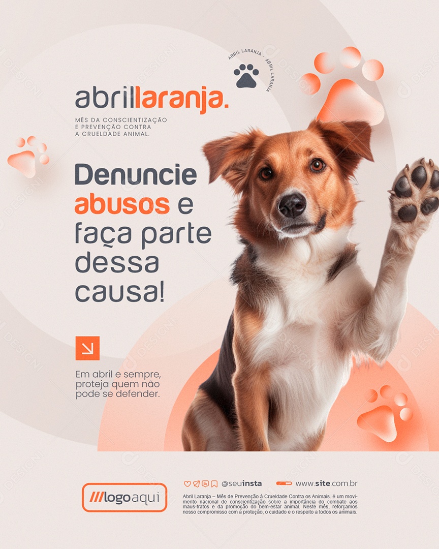 Abril Laranja Denuncie Abusos e Faça Parte Dessa Causa Social Media PSD Editável