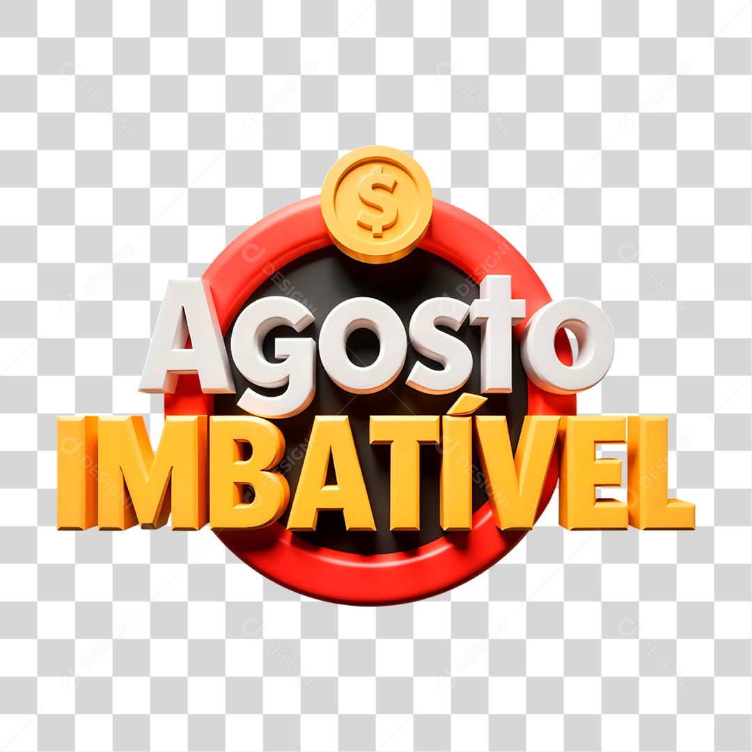 Selo 3D Agosto Imbatível PNG Transparente