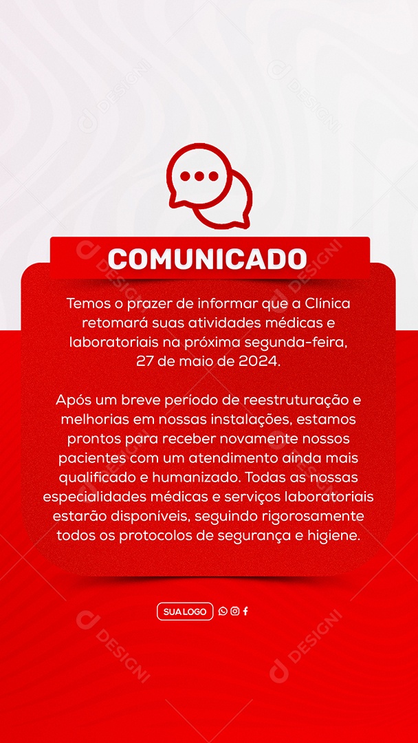 Story Comunicado Importante Clinica Social Media PSD Editável