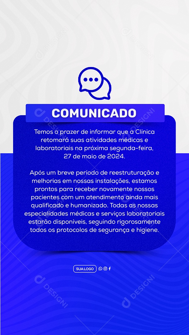 Story Comunicado Importante Clinica Social Media PSD Editável