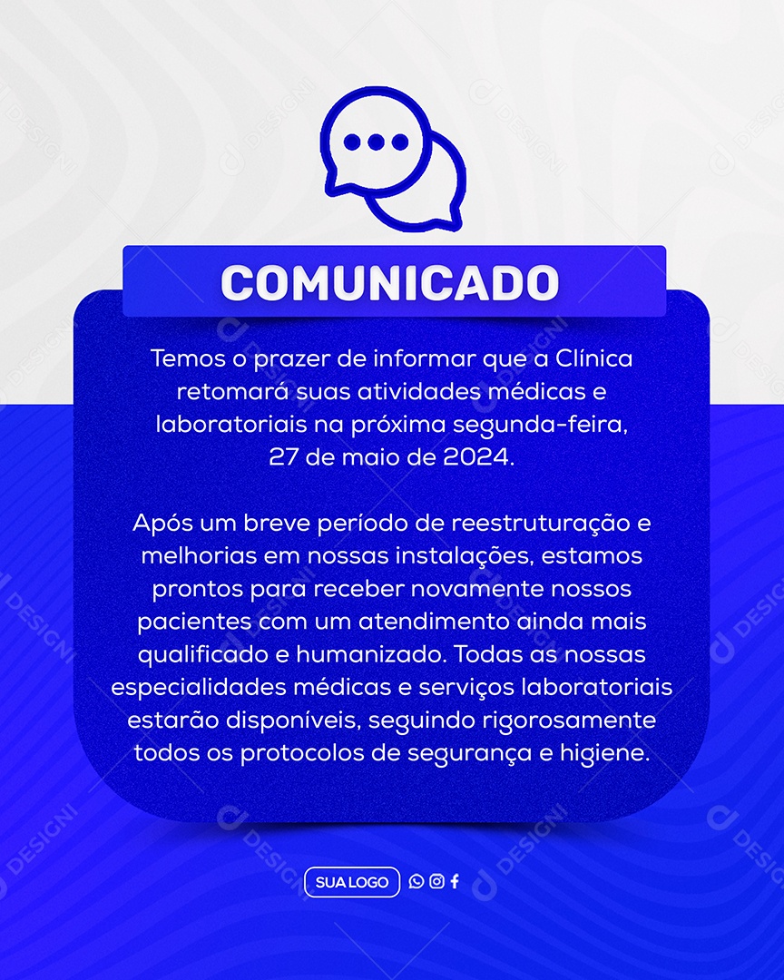Comunicado Importante Clinica Social Media PSD Editável