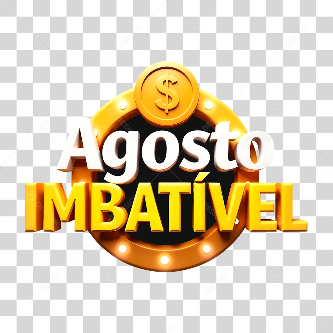 Selo 3D Agosto Imbatível PNG Transparente