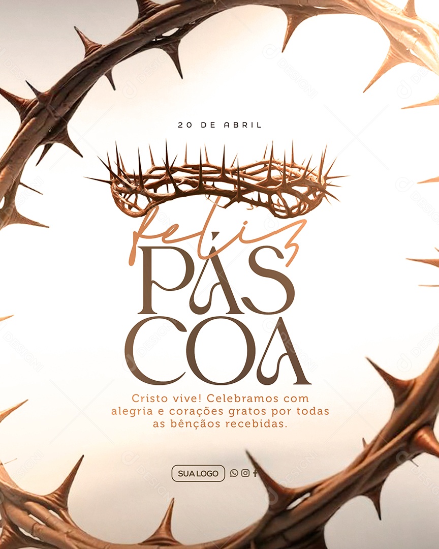 Feliz Páscoa 20 de Abril Social Media PSD Editável