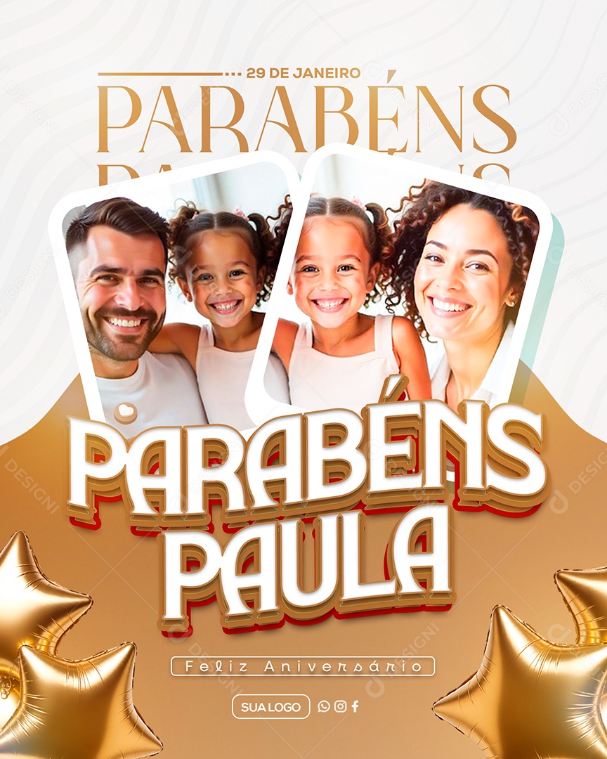 Feliz Aniversário Parabéns Paula Social Media PSD Editável