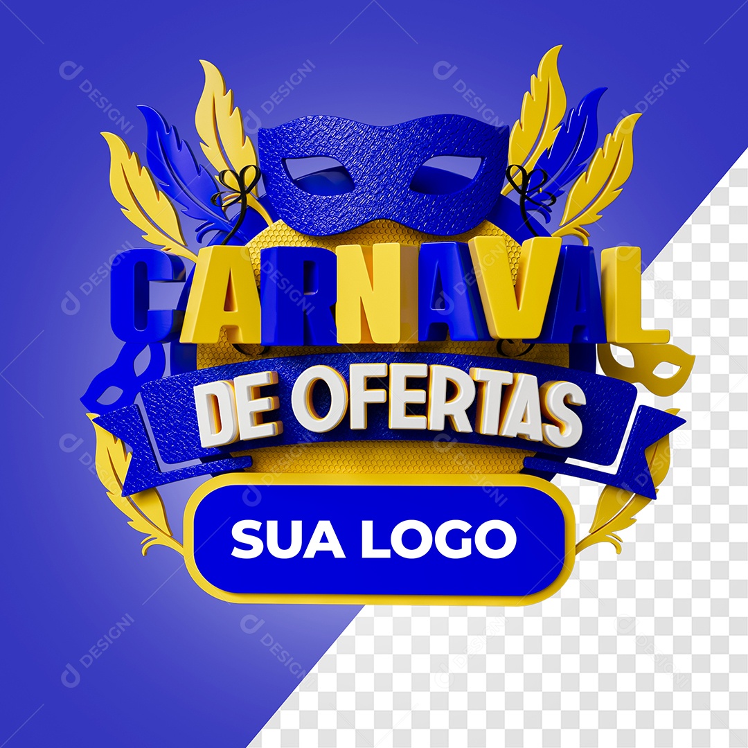 Selo 3D Carnaval de Ofertas para Composição PSD