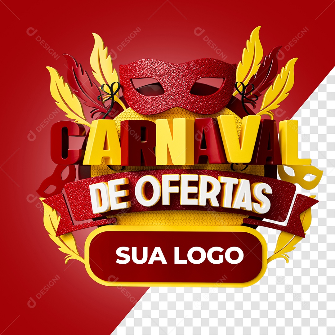 Selo 3D Carnaval de Ofertas para Composição PSD