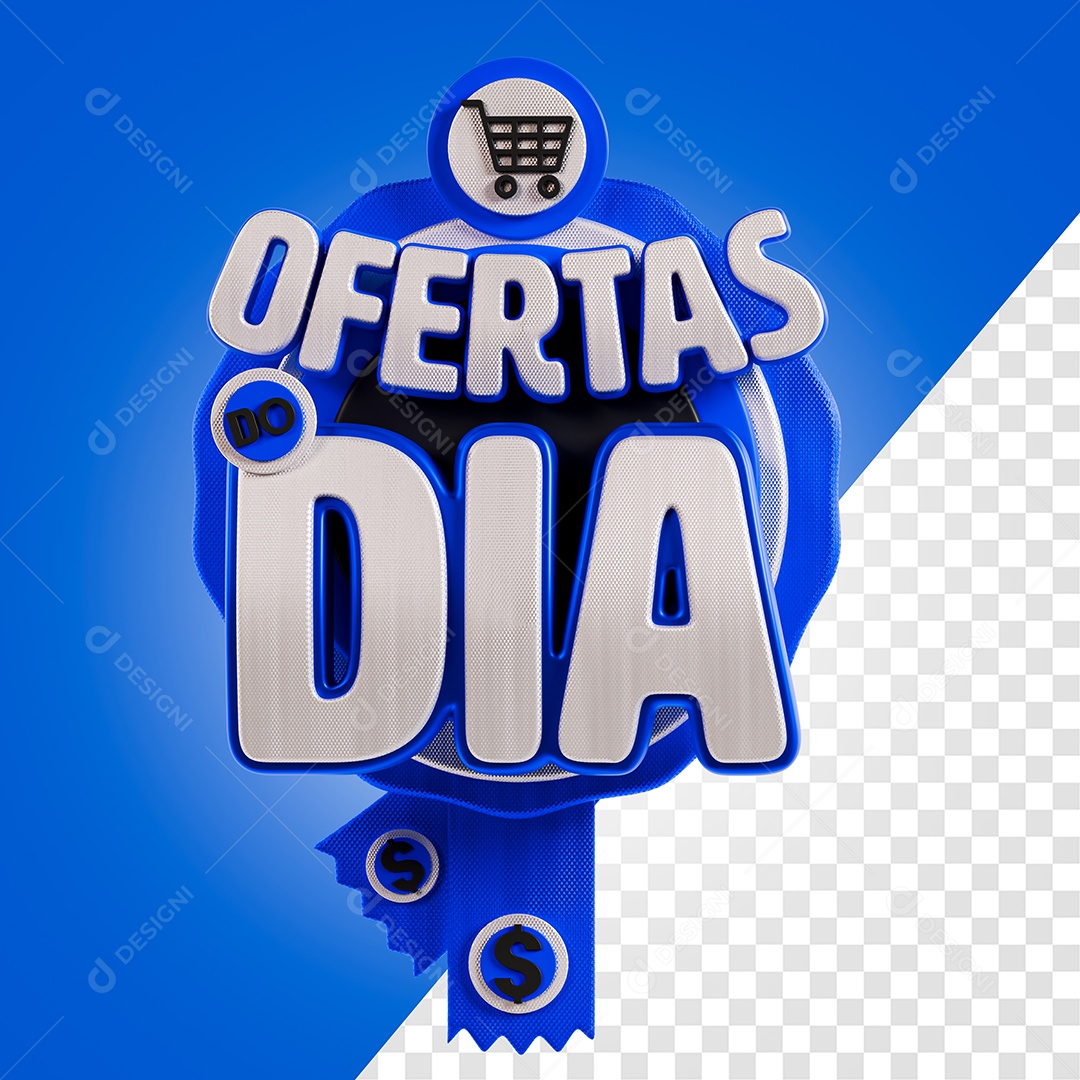 Selo 3D Ofertas do Dia para Composição PSD