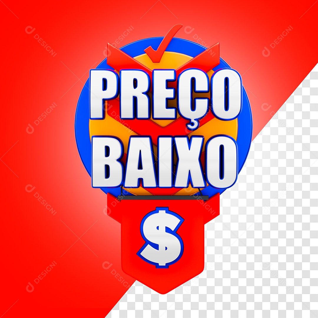 Selo 3D Preço Baixo para Composição PSD