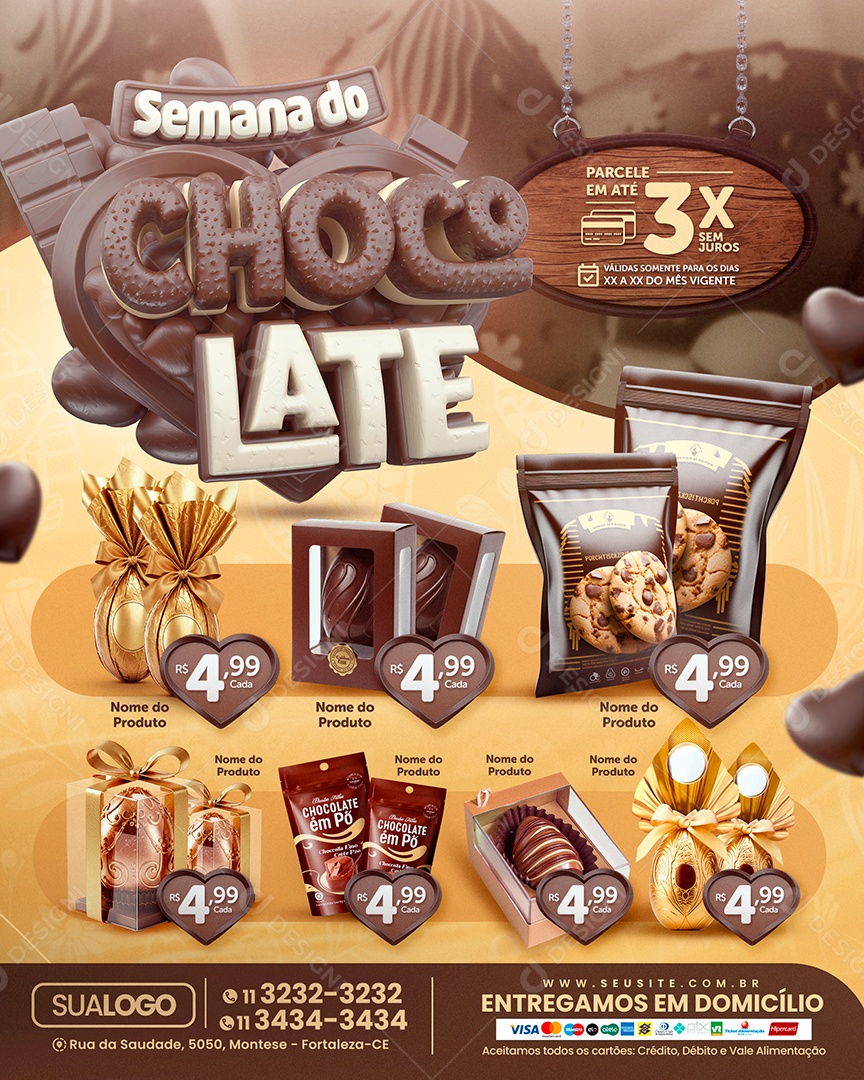 Tabloide Semana do Chocolate Supermercado Social Media PSD Editável