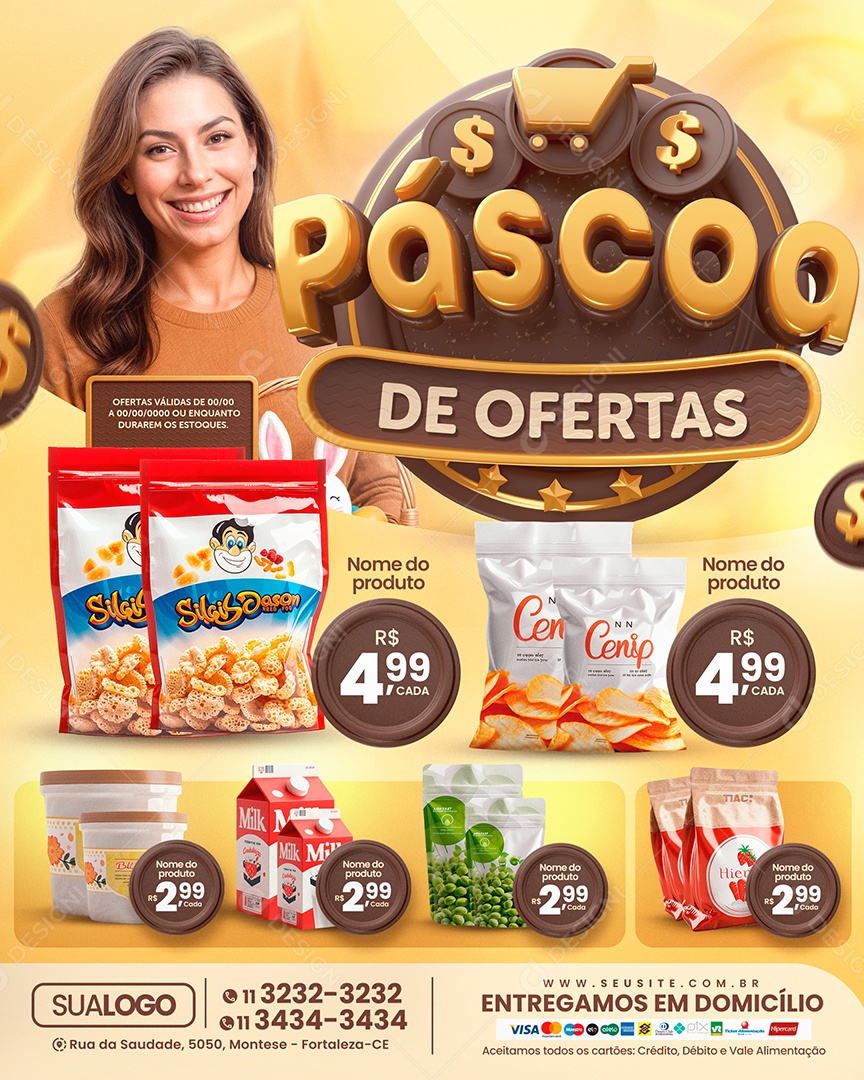 Tabloide Páscoa de Oferta Supermercado Social Media PSD Editável