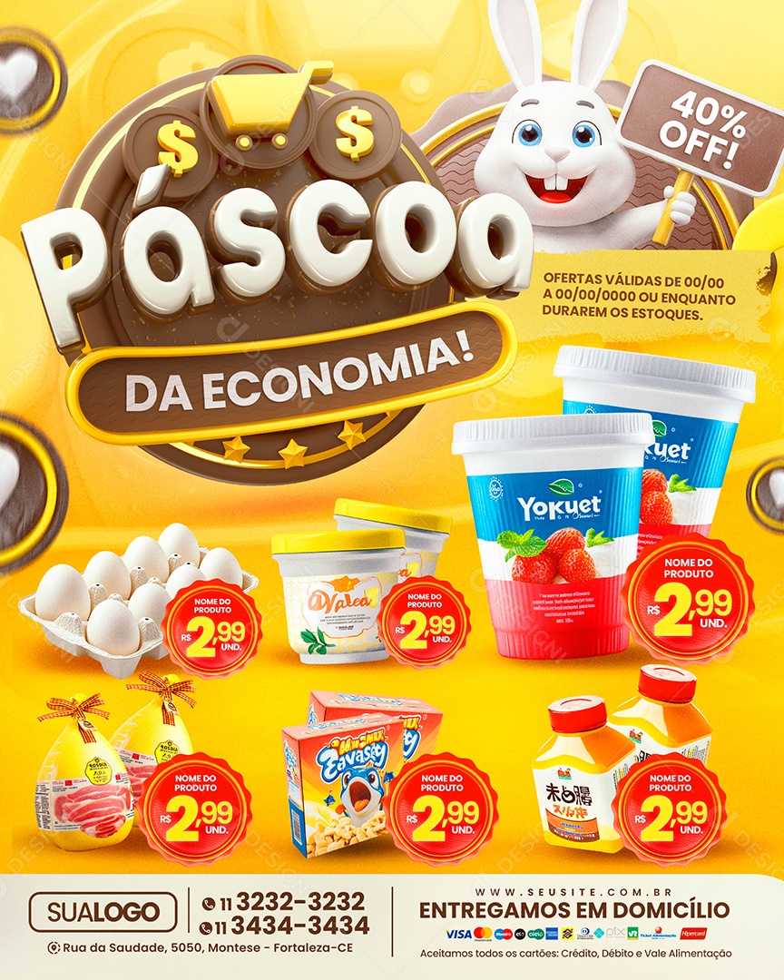 Tabloide Páscoa da Economia Supermercado Social Media PSD Editável