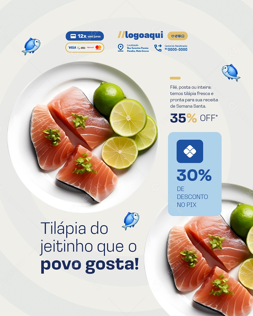 Peixaria Tilápia do Jeitinho Que o Povo Gosta Social Media PSD Editável