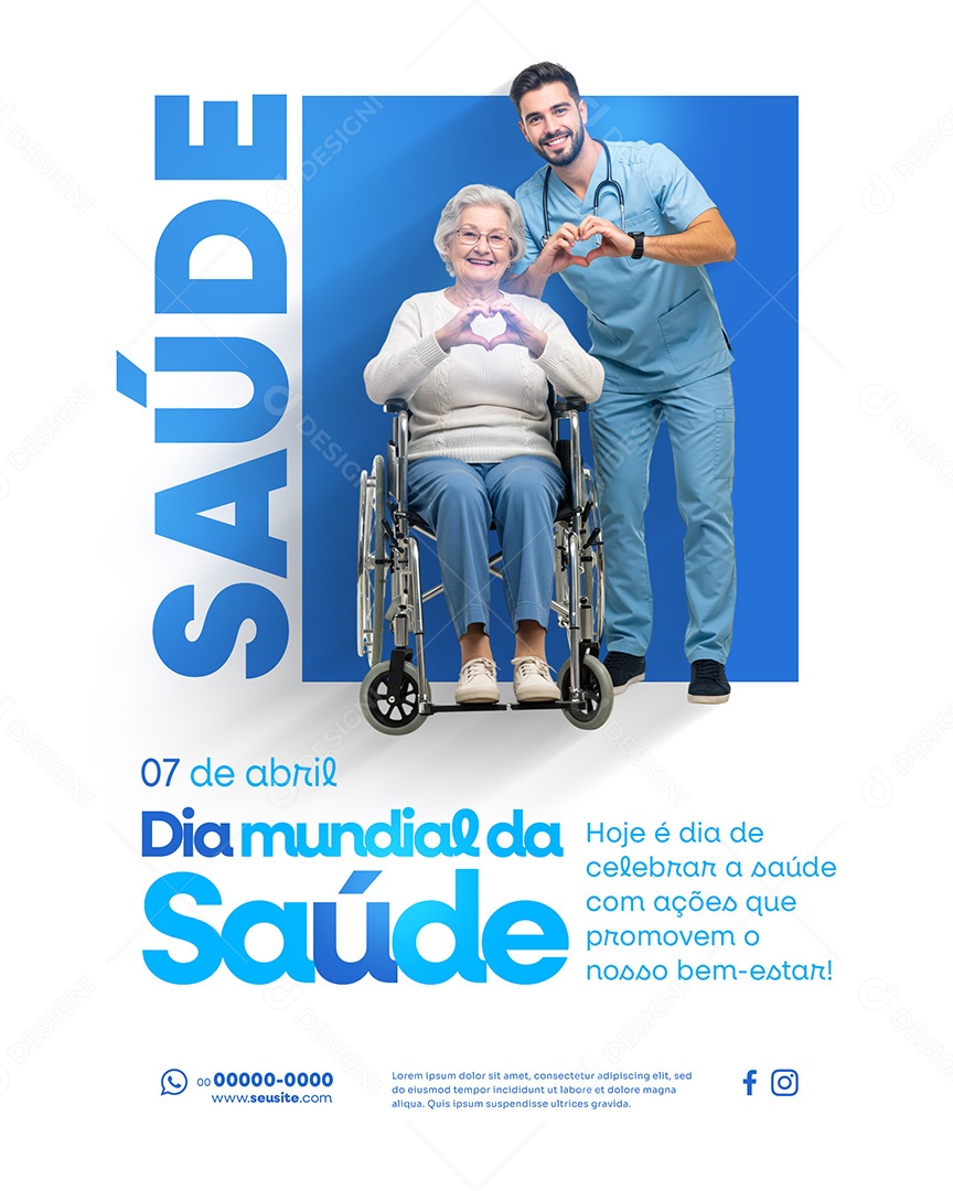 Flyer Dia Mundial da Saúde 07 de Abril Social Media PSD Editável
