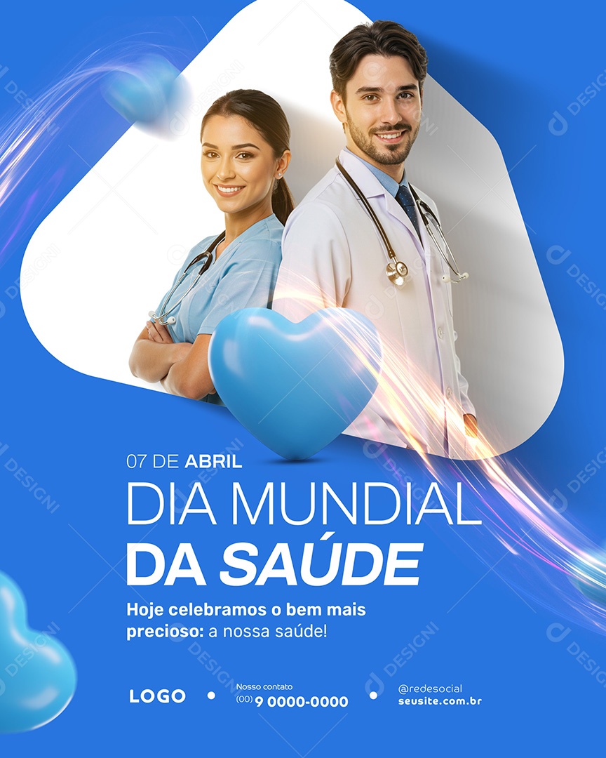 Flyer Dia Mundial da Saúde 07 de Abril Social Media PSD Editável
