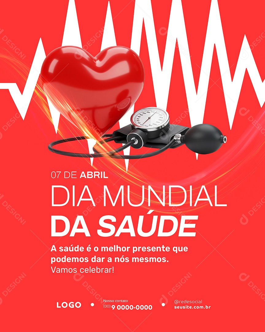 Flyer Dia Mundial da Saúde 07 de Abril Social Media PSD Editável