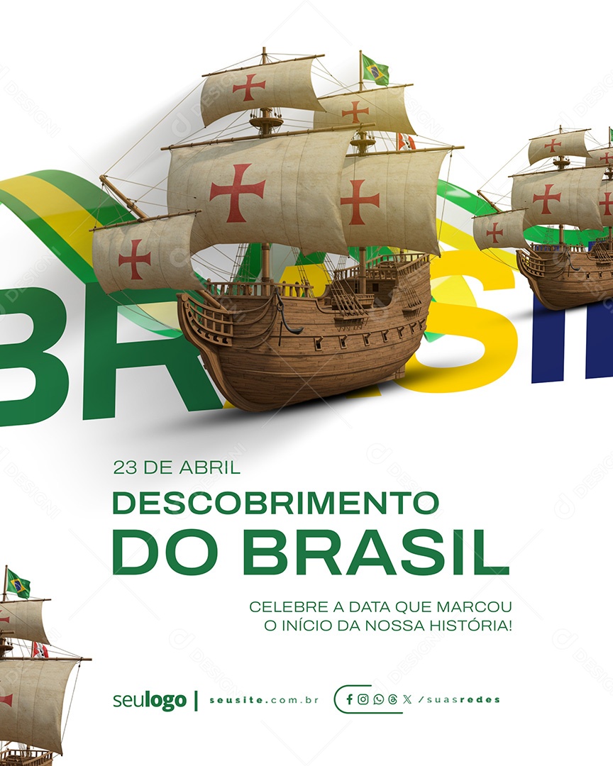 Flyer Dia do Descobrimento do Brasil 23 de Abril Social Media PSD Editável