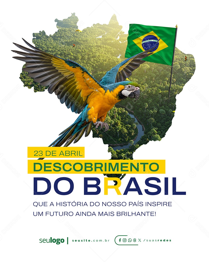 Flyer Dia do Descobrimento do Brasil 23 de Abril Social Media PSD Editável